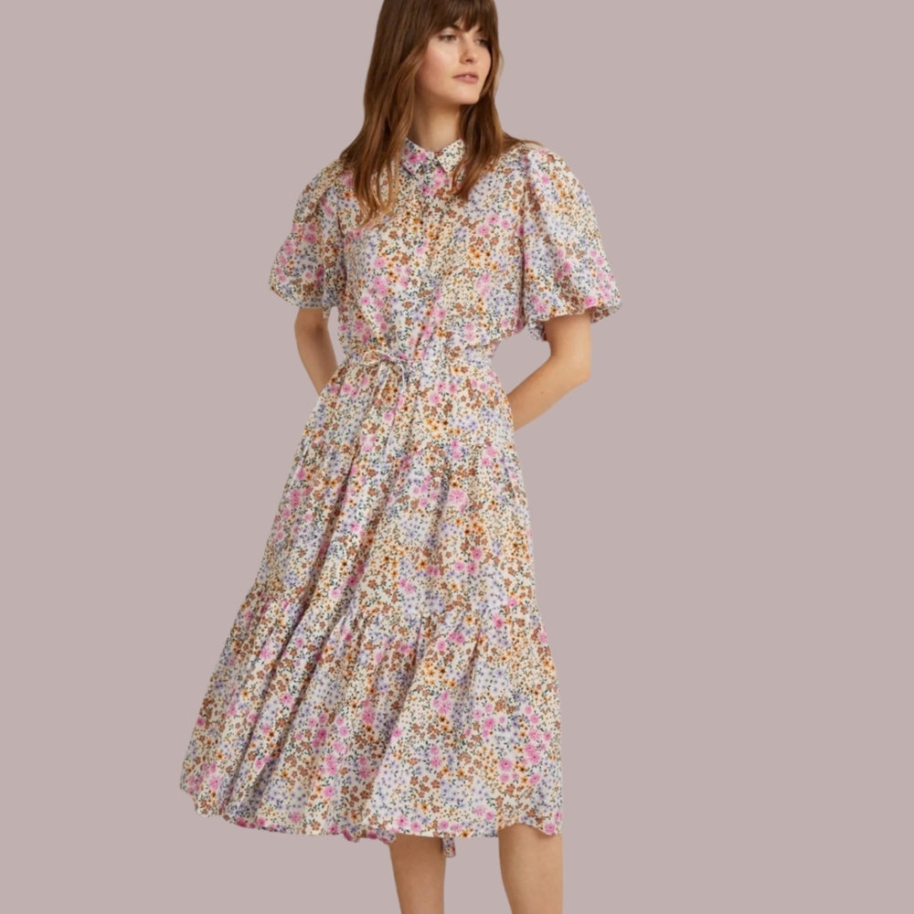 Munthe Cevelyn Tiered Floral Shirt Dress